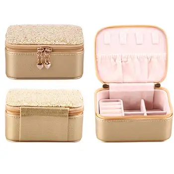 

Ring Storage Portable Travel Dresser Gift Home Earrings Organizers Bedroom PU Leather Jewelry Box Display Removable Mini