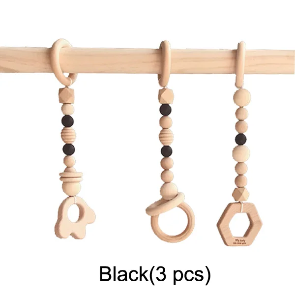 Black Toys Скандинавский стиль, детская игровая площадка, детская сенсорная игрушка с кольцом, деревянная рама, детская комната, вешалка для одежды для малышей, подарок, декор для детской комнаты - Цвет: Black Toys