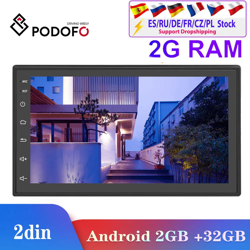 Podofo 2din автомобильное радио Android 2.5D автомобильный мультимедийный плеер GPS Авторадио для Volkswagen Nissan Toyota Hyundai Kia