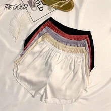 Short pyjama en Satin pour femmes, Sexy, taille élastique, Style coréen, grande taille, couleur unie, vêtements de nuit Cool