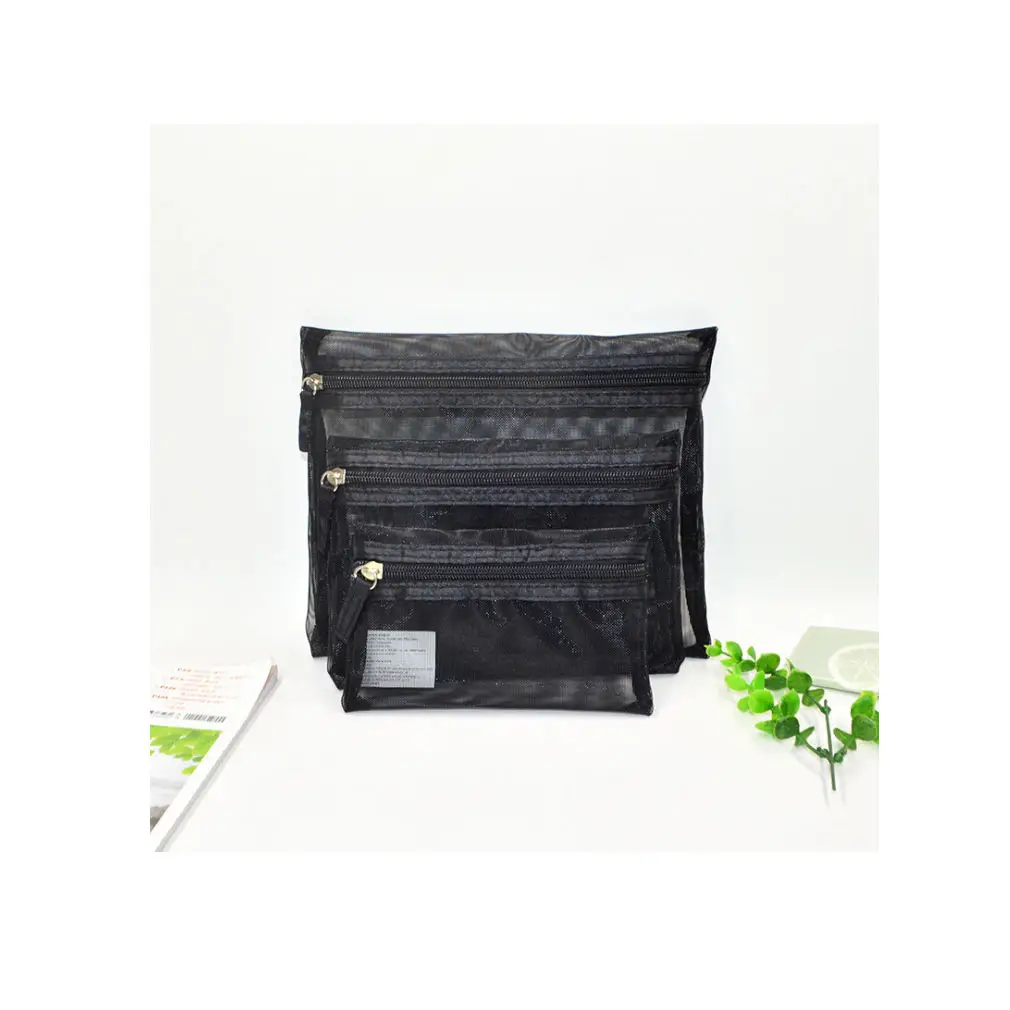 black 3 шт./компл. косметичка Для женщин Портативный Макияж сумка кошелек на молнии Fof на открытом воздухе женские для мытья посуды сумка в Корейском стиле - Цвет: black