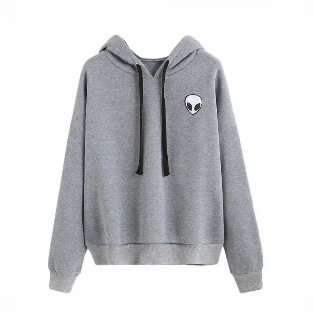 

Moletom Winter Autumn Pullovers Alien Print Solid Hoodies Women Men Loose Long Sleeve Plus Size Hooded Sweatshirts Cute Harajuku