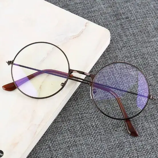 Vintage Round Blue Light Glasses Metal Frame Clear Lens Phone Gaming Computer Glasses Classic Black Circle Eyeglass Frame Oculos - Цвет оправы: Copper Blue Light