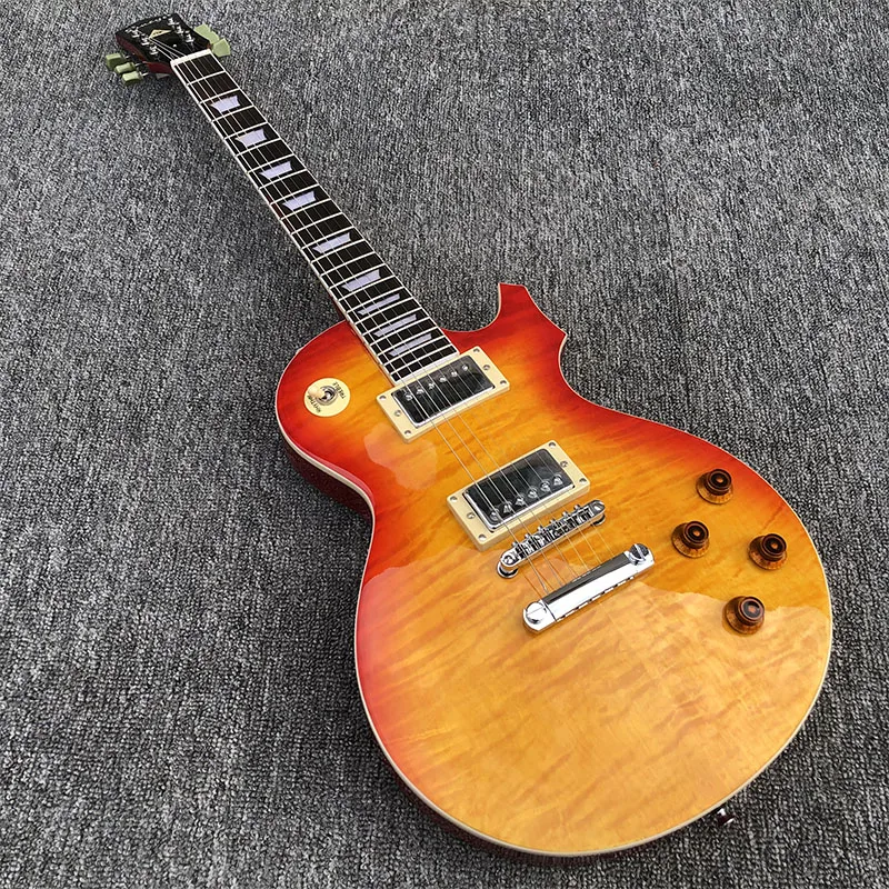 

2019 High quality 6 String Electric Guitar, Mahogany body With Flamed Maple Top,Cheery sunburst paint,free shipping