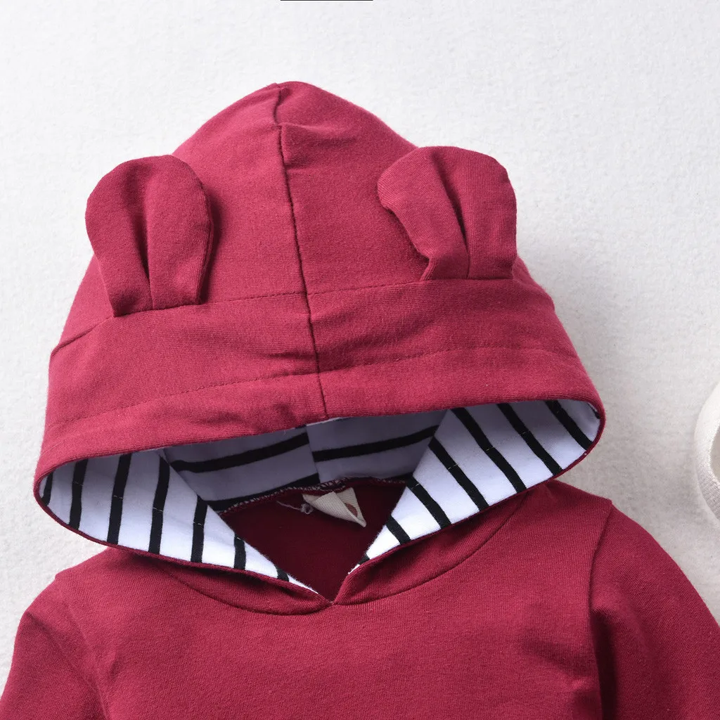 Winter Toddler Boy Clothes Cute Hooded Ears Sweatshirt+Stripe Pants Outfits Clothes Boutique Kids Clothing Cotton roupa infantil