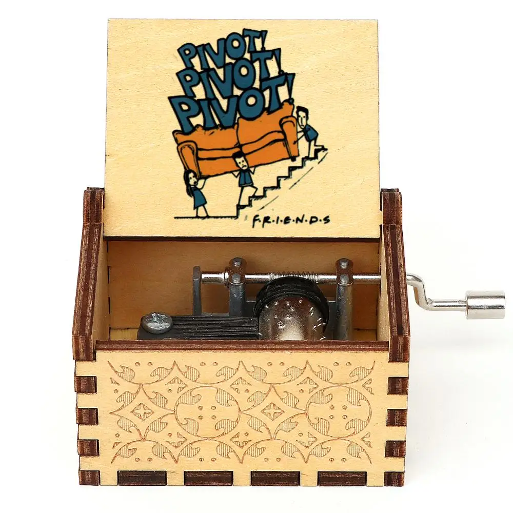Hot Wooden 3D Printed Music Box Antique Carved Music Box Friends Theme Birthday Gift Christmas Gift