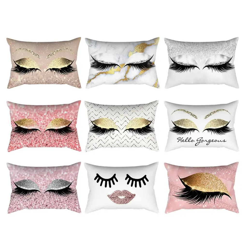 

30*50cm Pillow Case Cover Eyelash Pattern Pillowcase Sleep Waist Pillowcase Living Room Cushion Europe America Fashionable