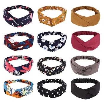 

12pcs Bowknot Headband Head Wrap Elastic Headband Twisted Knotted Hair Band Hair Wrap For Women Girls