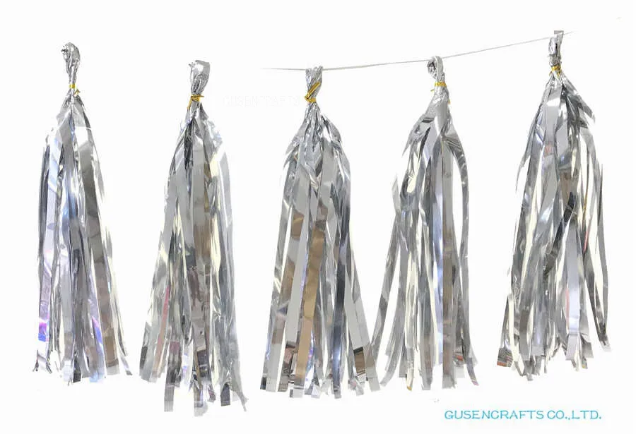 5pcs Shiny Silver 1 комплект смешанные DIY тонкая глянцевая бумага Гирлянда для Свадьбы Дети Единорог День Рождения украшения детский душ сувениры - Цвет: 5pcs Shiny Silver