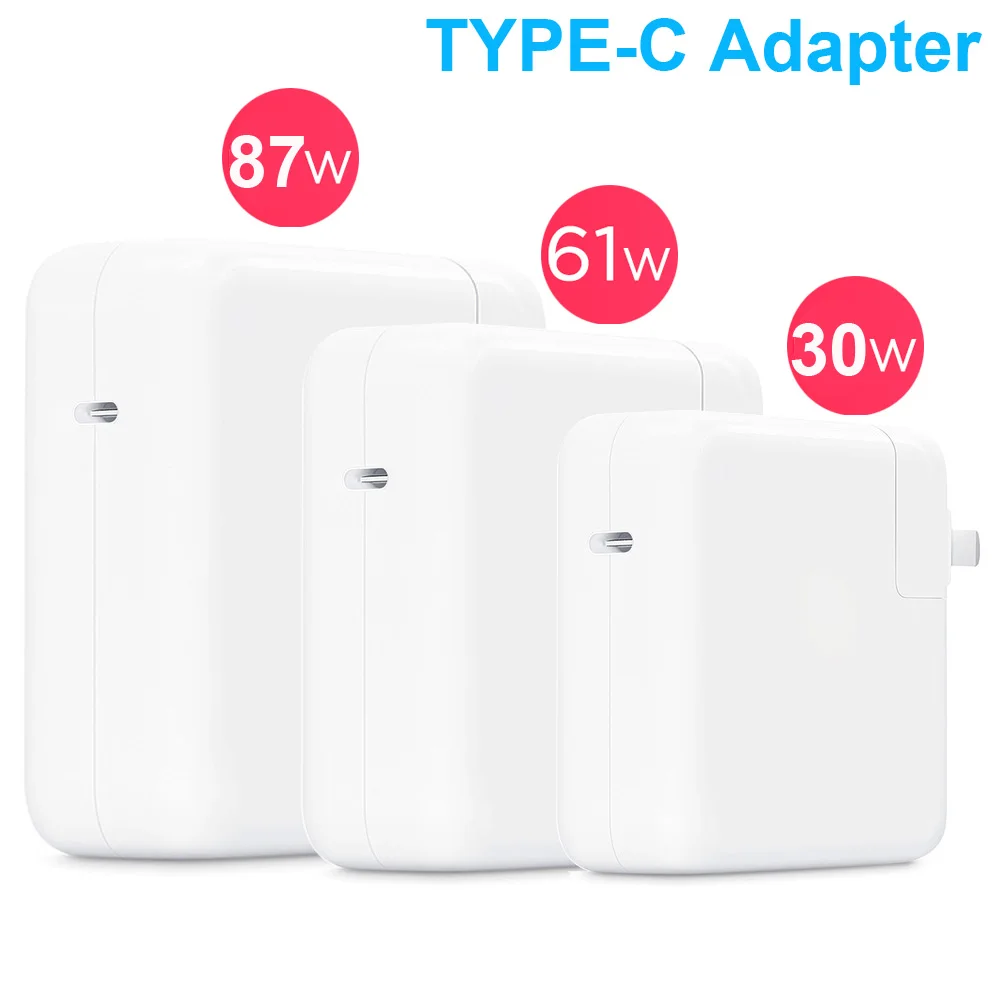 

87W 61W 30W USB-C Laptop Power Adapter Type-C L T Magsafe2 PD Charger For Macbook 13 15-inch A1706 A1707 A1707 For iphone iPad