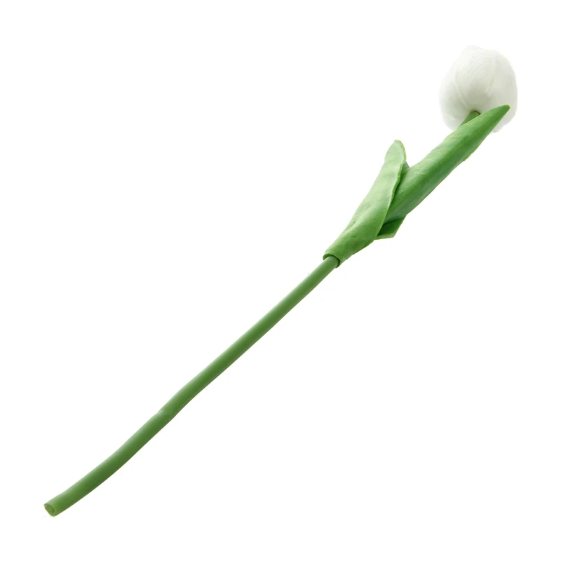 10 pcs White Tulip Flower Latex Real Touch For Wedding Bouquet KC456