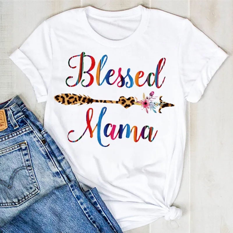 Женская футболка с леопардовым принтом летняя Blessed Mama Arrow | одежда