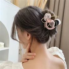 

CN Hair Accessories Summer New Chiffon Hair Claw Bowknot Hollow Flowers Female Shark Catching Hair Catching Hair Accessories