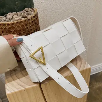 

Elegant Female Square Crossbody bag 2020 Fashion New High-quality Leather Women's Designer Handbag Weave Shoulder Messenger Bag