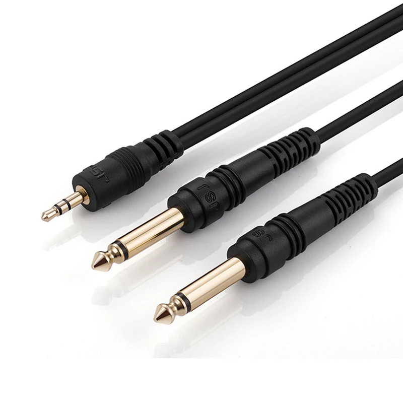Аудио линии 3,5 мм к двойному 6,35 мм Aux аудио удлинитель 3,5 мм к 6,5 мм моно кабель для микшерного усилителя адаптер