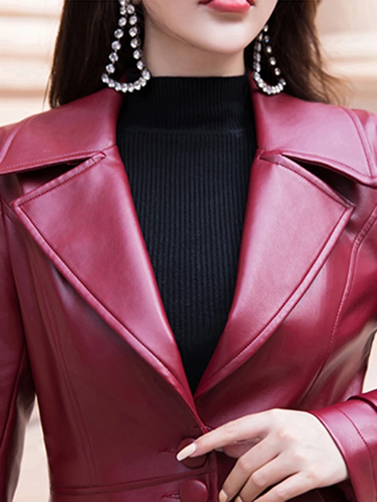 Nerazzurri Maxi fit and flare leather trench coat for women 2021