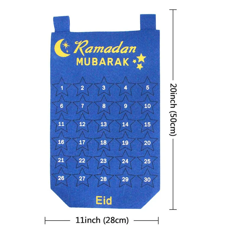 Leeiu Moon Star Eid Mubarak Banner Рамадан Kareem обратный отсчет фетровый календарь ИД