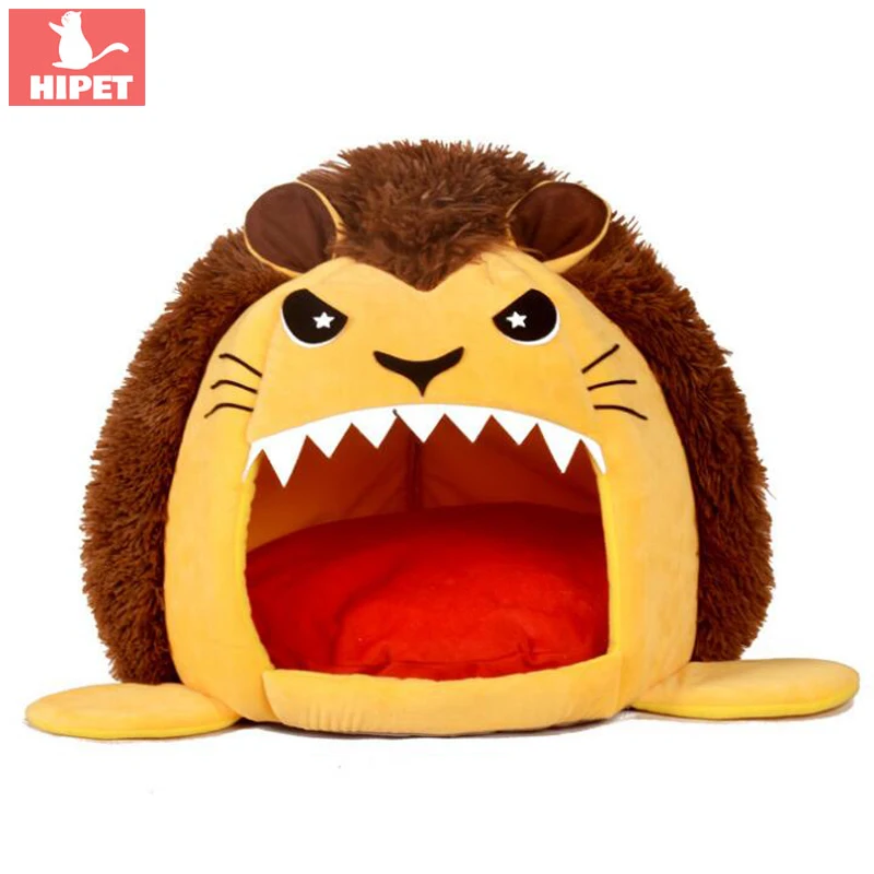 

Cute Pet House For Dog Cat Nest Bed Lion Shape Cozy Foldable Anti-slip Detachable Mat Puppy Kennel Winter Warm Cats Sleeping Bed