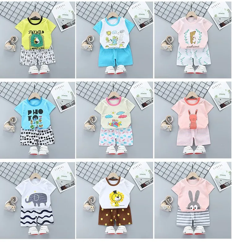 baby shirt clothing set Summer Newborn Children's Clothing Pure Cotton Two Piece Suit Boys And Girls Short Sleeve Shorts T-shirt Home Wear Baby Clothing Set expensive