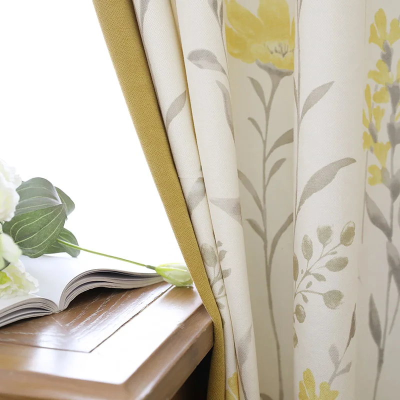 

Modern Simple Small Floral Curtains for Living Solid Color Cheveni Printing Pastoral Mosaic Curtains Dining Room Bedroom Shade