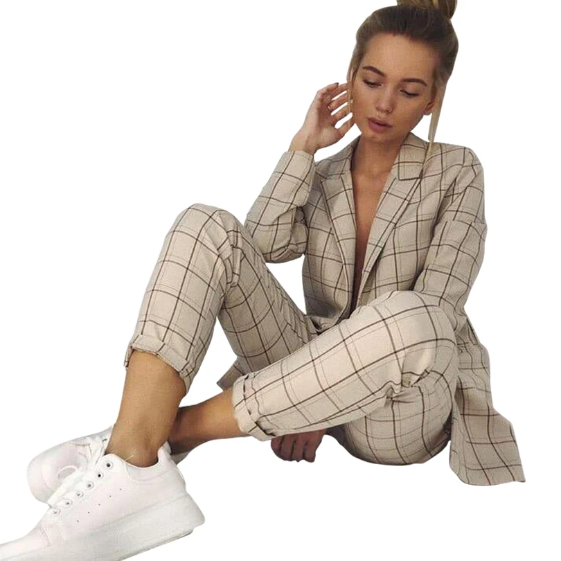 L, Green TAOVK Women Office Lady Long Sleeve Solid Color V-Neck Belted Jacket and Long Pants Causal Elegant Business 2 Piece Set
