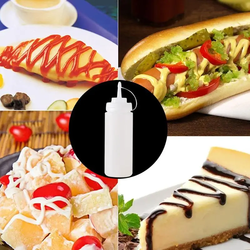 1pc 240ml Plastic Sauce Bottle Squeeze Pot Squeeze Pot Chocolate Sauce Bottle Jam Tomato Salad Bottle Squeeze Bottle