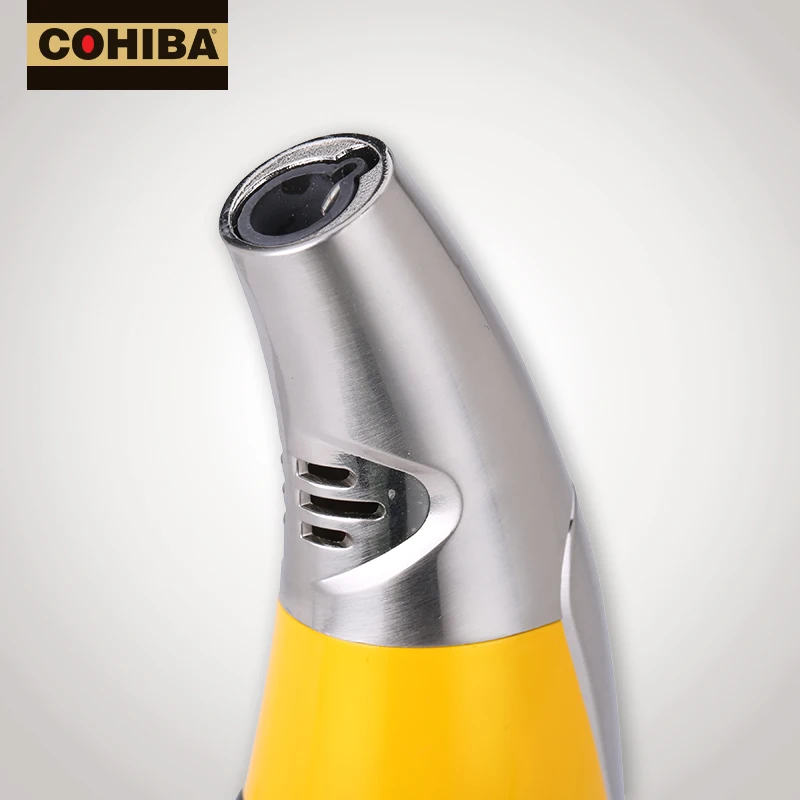 COHIBA, классическая металлическая зажигалка, резак, набор, фонарь, струйный огонь, сигары для сигарет; защита от ветра, зажигалки с подарочной коробкой, деловой набор