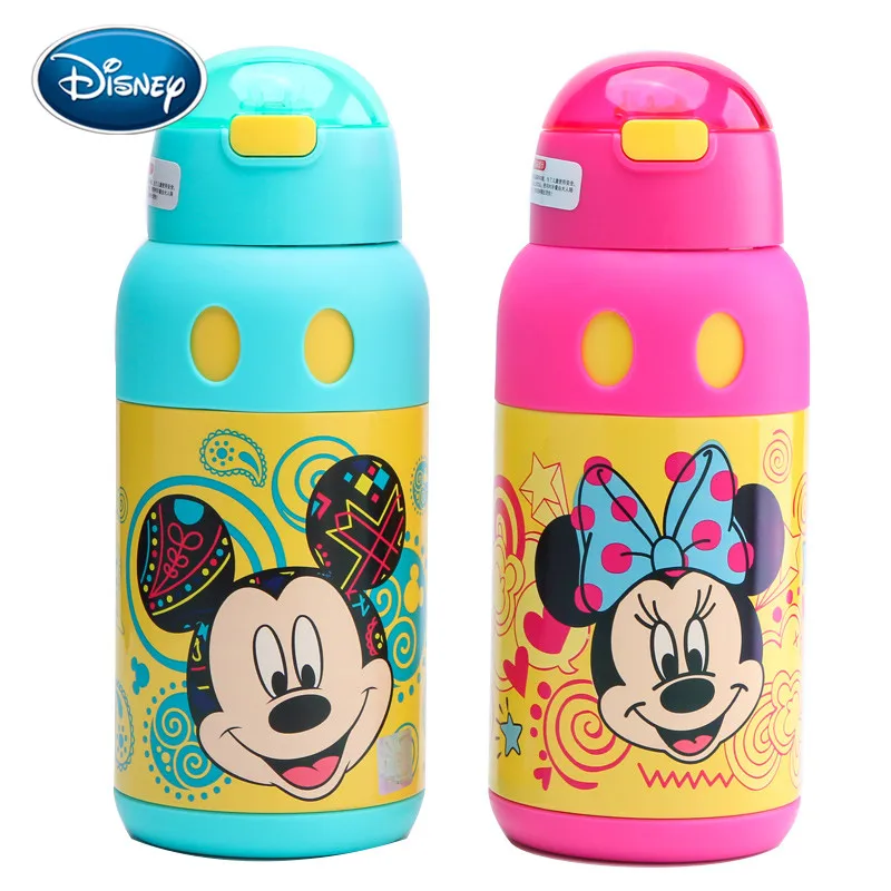 Кружка из нержавеющей стали disney kid, мультяшная Милая чашка с вышивкой, набор, двойное покрытие, дорожный горшок для детей с соломинкой, 500 мл/580 мл