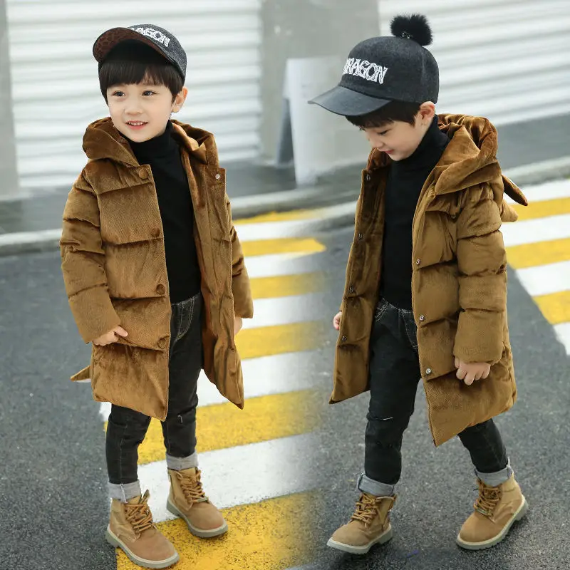 khaki INS/Популярные парки для маленьких мальчиков и девочек 1-5 лет, детское плотное зимнее пальто с капюшоном, русская зимняя куртка, детская одежда для мальчиков и девочек - Цвет: khaki