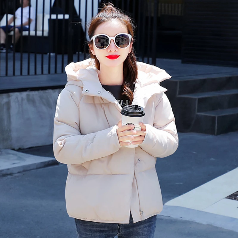 

New Short Winter Jacket Women Warm Hooded Down Cotton Jacket Parkas Female Casual Loose Outwear Korean Cotton-padded Winter Coat