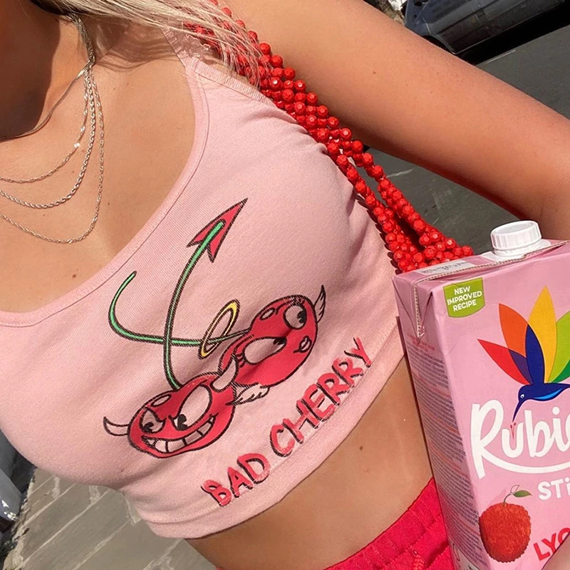Розовый хлопковый Кружевной укороченный топ с рисунком для женщин camisole 2020 летний