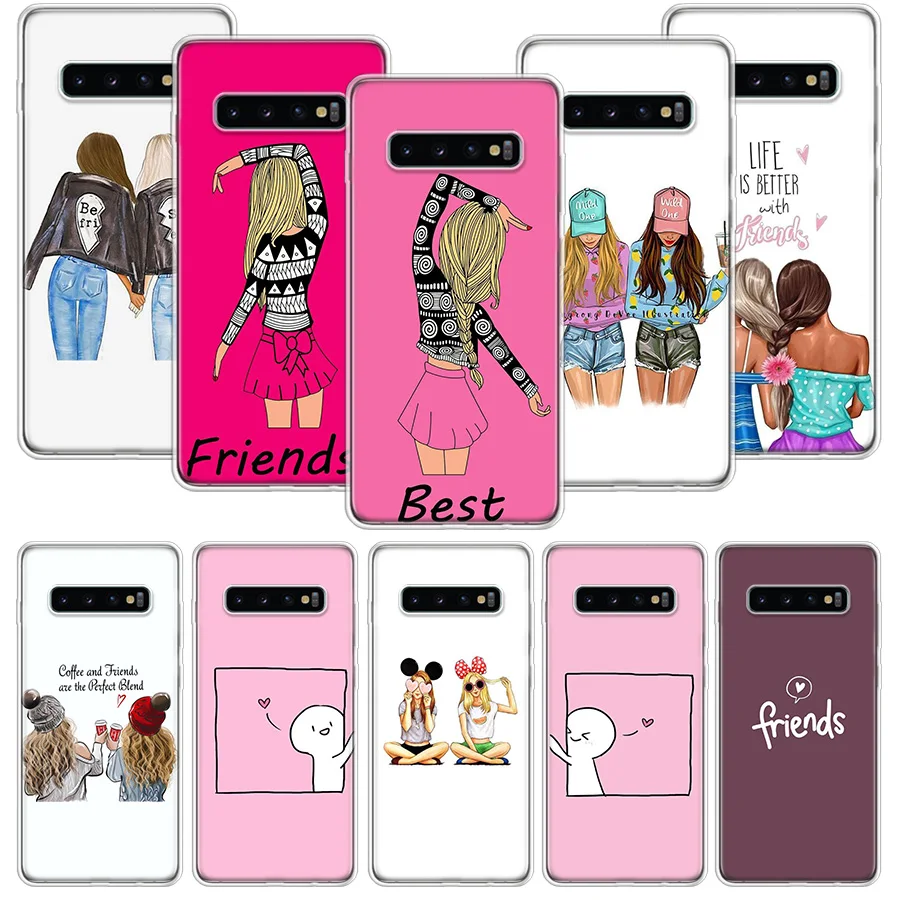 С надписью Best Friends в комплекте чехол для samsung Galaxy A10 A20E A30 A40 A70 M30S A50S A6 A7 A8 A9 плюс мягкий чехол для мобильного телефона чехол Coque