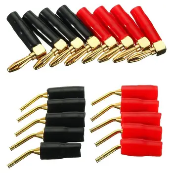

2-Type 2mm/4mm Elbow Gold Banana Plug o Speaker Wire Pin Cable Connector 2mm 2mm