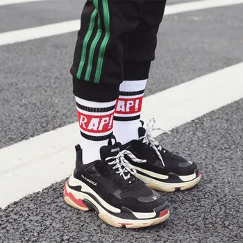 

Hip Hop Rap Novelty Socks Letter Print Harajuku INS Style Streetwear Basketball Socks Unisex for Women Men Crew Long Cotton Sox