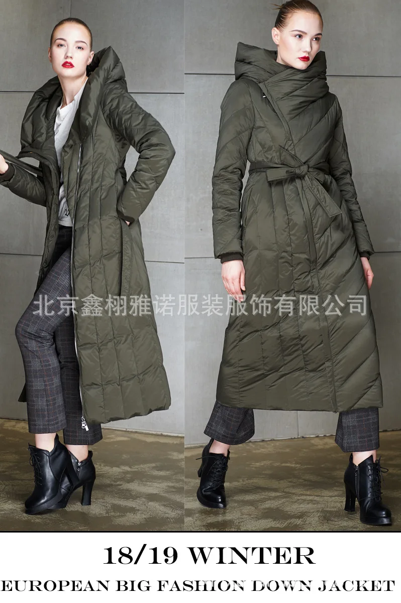 Роскошное женское пуховое пальто miegofce зимняя верхняя одежда Повседневная Теплая Верхняя брендовая куртка размера плюс зеленая длинная свободная