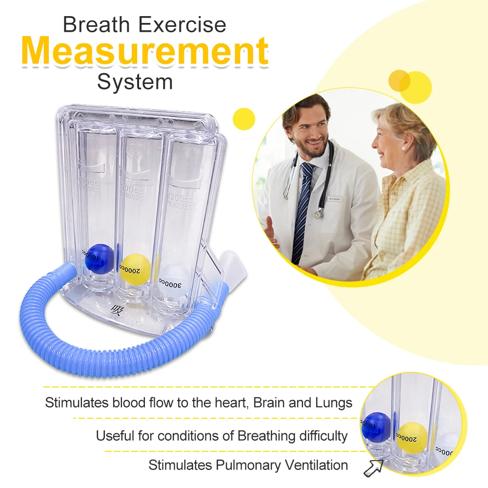 Breathing Trainer Vital Capacity Exercise Three ball Meter Spirometry