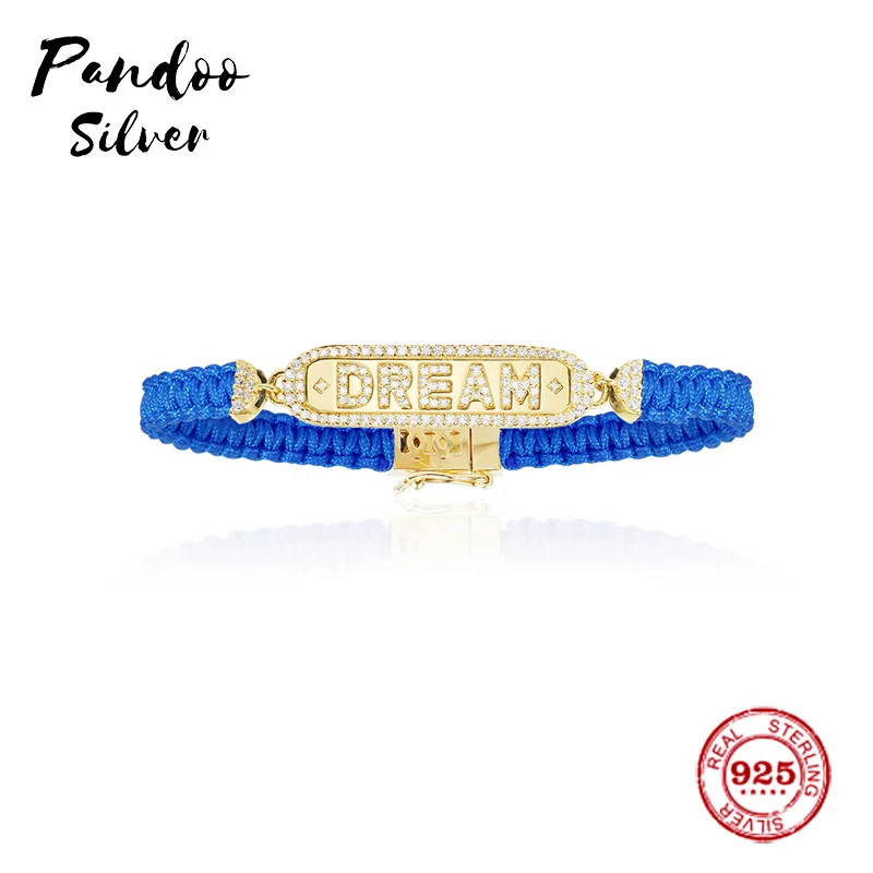 Модная подвеска Стерлинговое Серебро копия 1:1, желтое серебро мечта синий макраме браслет для женщин Monaco Роскошные ювелирные изделия подарок