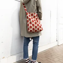 Шикарная японская Корейская осенняя и зимняя новая стильная Холщовая Сумка в горошек женская школьная сумка на плечо художественная и художественная точечная