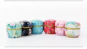 

Portable Round Tea Sugar Coffee Coin Storage Box Tin Box Sundries Organizer Storage Container Gift Packing Iron Box With 2 Lids