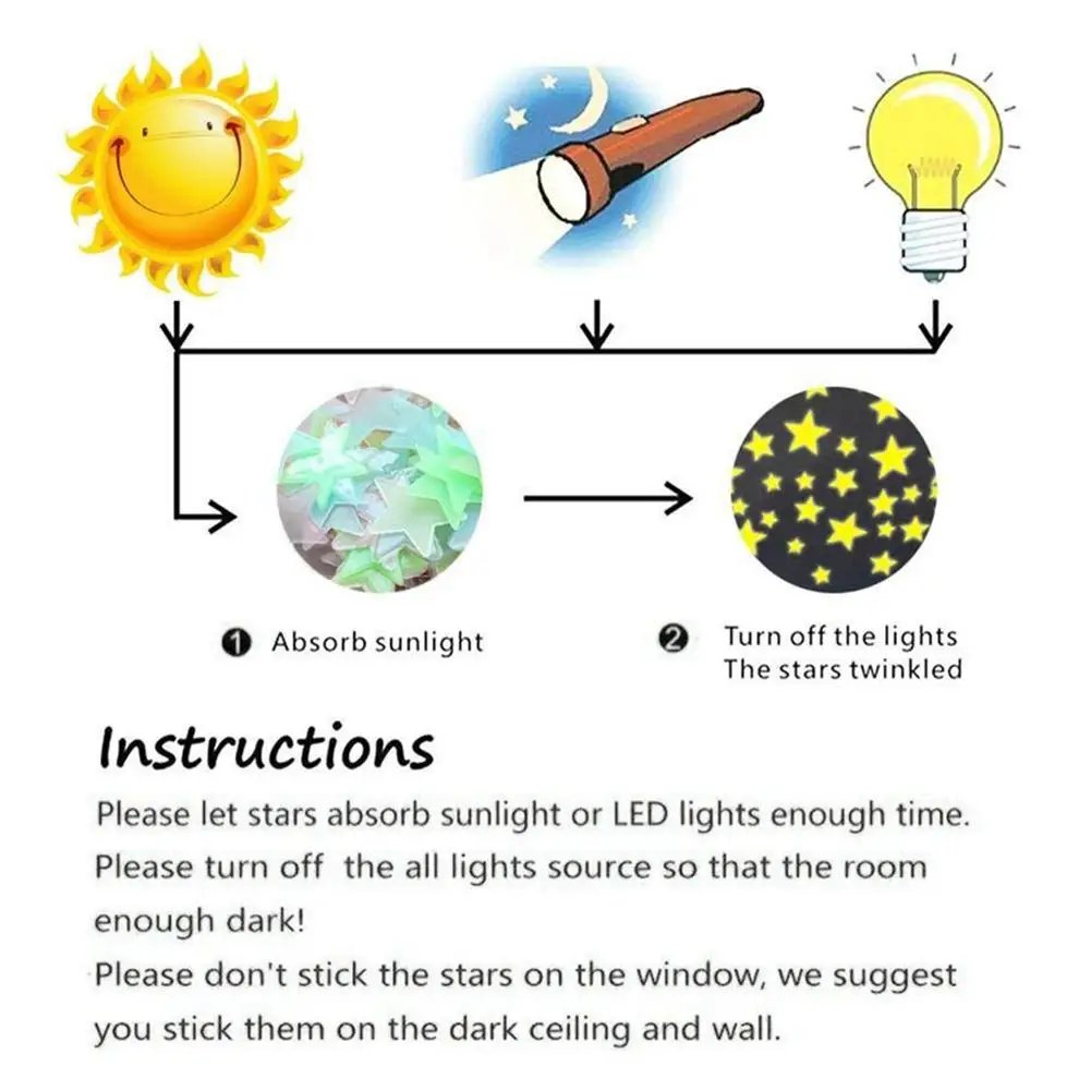 120 шт DIY цветные светящиеся звезды наклейки на стену флуоресцентные наклейки на темную 3D звезду стены и окна для детской спальни