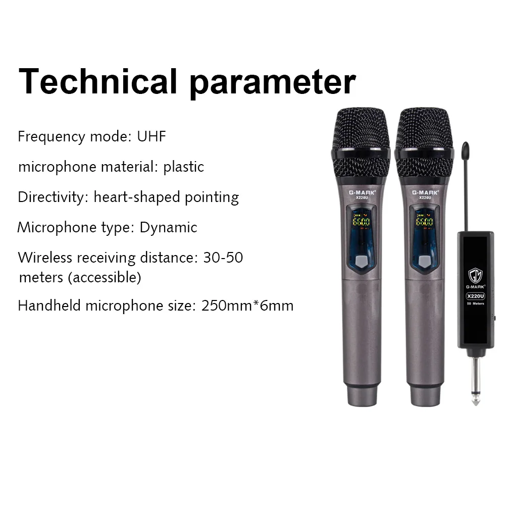 karaoke microfone handheld 2 canais bateria de lítio 50m recebendo distância