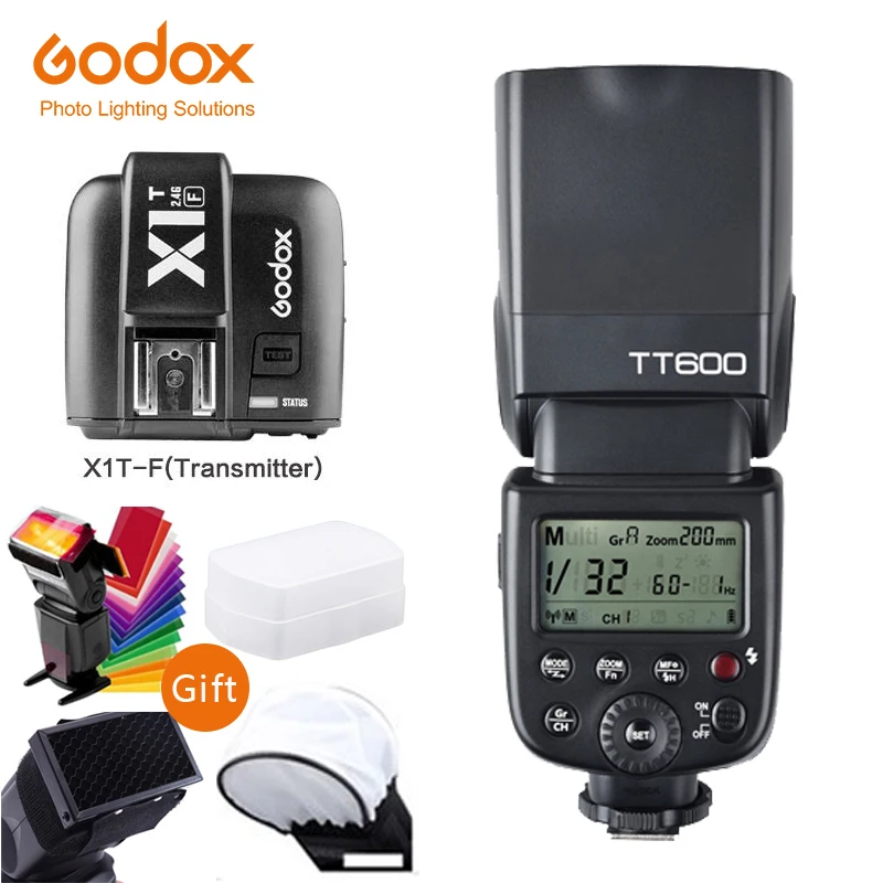 Godox TT600 GN60 вспышка для фотокамер Speedlite HSS 1/8000s Камера Вспышка Speedlite с Беспроводной X1T-F передатчик для цифровой фотокамеры Fuji XT-30 XT20 XT3 X-H1 GFX50R X-T2 - Цвет: TT600 a X1TF