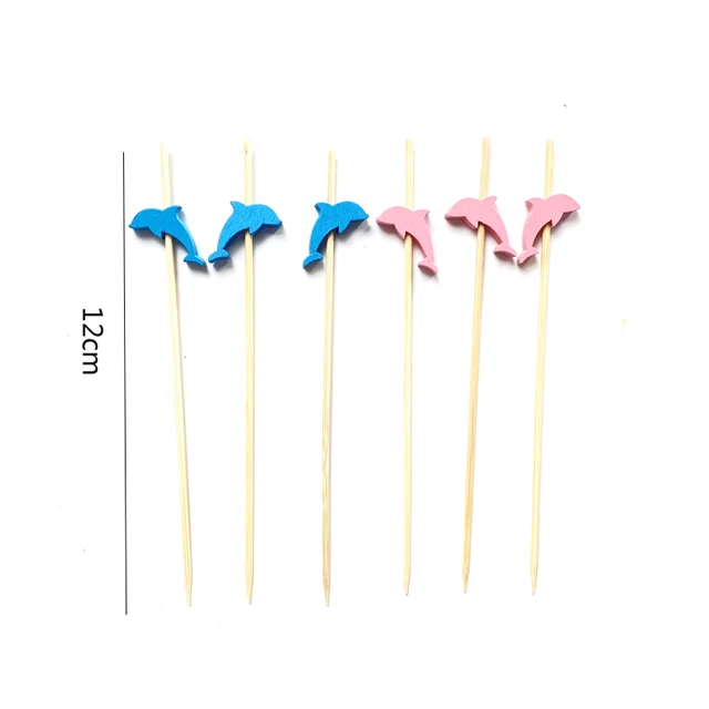 100 db Eldobható Delfin Bambusz Szed Ételvillák Gyümölcs Koktél Kézzel Készített Fogpiszkók Piknik Party Kellékek Asztal Dekoráció - Image 5