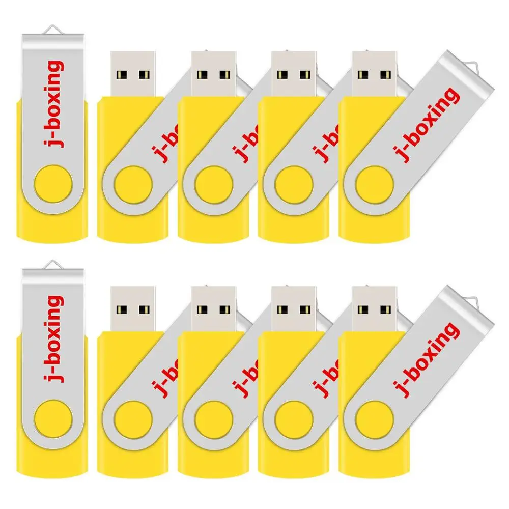 J-бокс 10 шт. USB флеш-накопители Bluk 32 Гб 16 Гб металлическая Поворотная USB2.0 карта памяти 1 Гб 2 Гб вращающаяся Флешка 4 ГБ 8 ГБ желтая для ПК