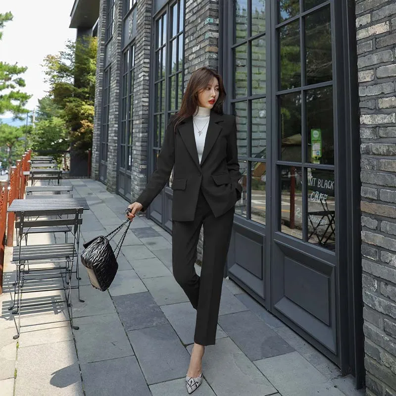 

Women's suit 2020 spring and autumn new professional casual Slim was thin suit jacket two-piece solid color temperament women's