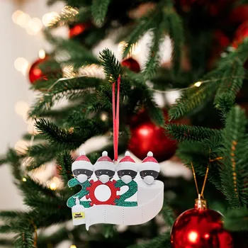 

2021 Christmas Ornament Personalized Survivor Family Resin Decorations Masked Hand-washed Christmas Tree Hanging Pendant