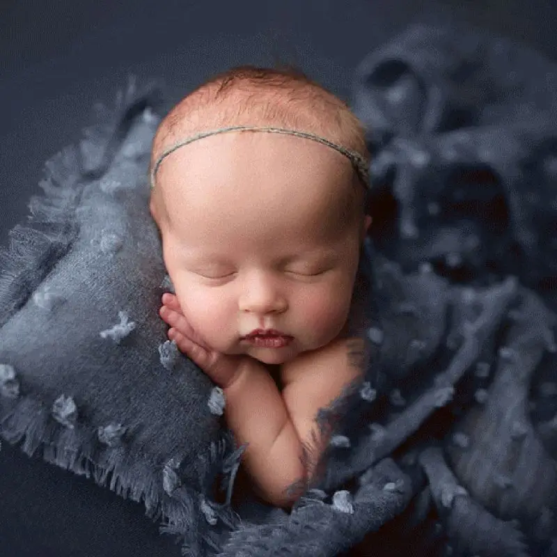

2 Pcs/set Baby Infants Photo Accessories Tie-dyed Cotton Linen Hat Pillow Set Newborn Photography Props #905