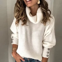 Офисный свободный женский свитер, пальто с длинным рукавом, винтажный вязаный свитер на пуговицах, осень, женские одноцветные мягкие Пуловеры