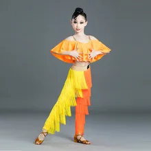 Neue Kinder Quaste Latin Dance Wettbewerb Kleidung Mädchen Nationalen Standard Dance Quaste Hosen Anzug Praxis Kleidung Leistung