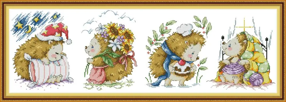 Joy Sunday Счастливый маленький ежик Вышивка крестом DA330 14CT 11CT Счетный и штампованный домашний Декор маленький ежик наборы для вышивки крестом